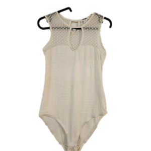 White and Lacey polka dot bodysuit